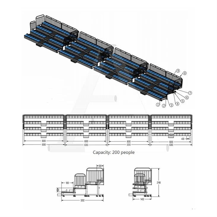 Manual Retractable Bleachers for Indoor Gym